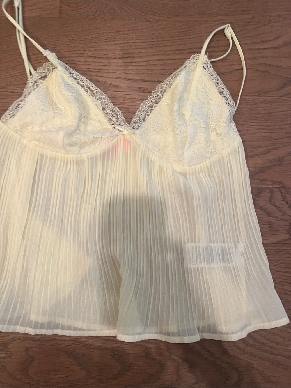 Edikted Sheer Pleated Lace Cami - Cream